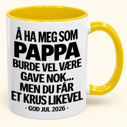 Å Ha Meg Som Pappa Er Gave Nok – Morsomt Tofarget Kaffekrus – Julegave 2026 (SKU2610-341) MUGNO