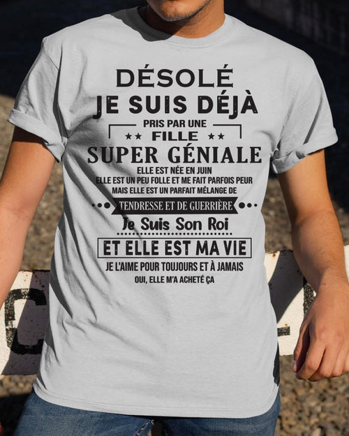 Désolé les filles, je suis déjà pris - Ma copine est folle et adorable - Cadeau spécial pour votre petit ami ou mari - (SKU06-04-06) - SUN06