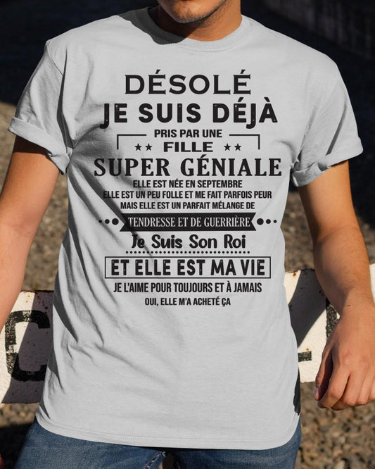 Désolé les filles, je suis déjà pris - Ma copine est folle et adorable - Cadeau spécial pour votre petit ami ou mari - (SKU06-04-09) - SUN09