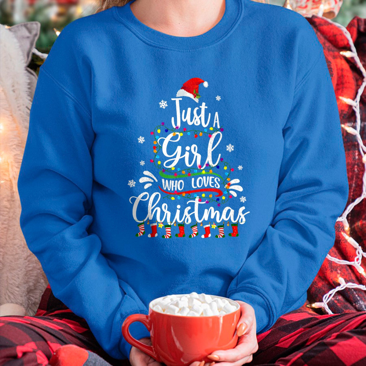 Merry Christmas Just A Girl Who Loves Christmas Tree Xmas T-Shirt (SKU-MRCM-20) FMA