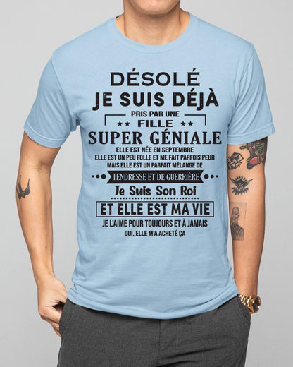 Désolé les filles, je suis déjà pris - Ma copine est folle et adorable - Cadeau spécial pour votre petit ami ou mari - (SKU06-04-09) - SUN09