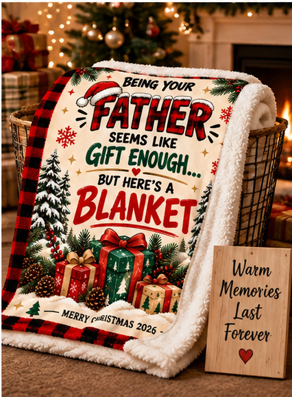 Being Your Father Is Gift Enough – Funny Christmas 2026 Blanket – Gift for Son or Daughter from Dad (SKU2610-364)