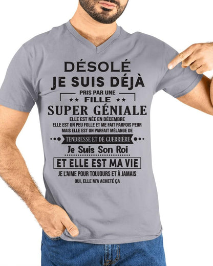 Désolé les filles, je suis déjà pris - Ma copine est folle et adorable - Cadeau spécial pour votre petit ami ou mari - (SKU06-04-12) - SUN12