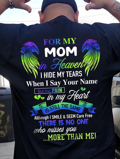 Personalized Memorial T-Shirt for Mom in Heaven - In Loving Memory Shirt, Miss You Mom Gift (SKUMOM) SUN00