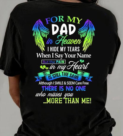 Personalized Memorial T-Shirt for Dad in Heaven - In Loving Memory Shirt, Miss You Dad Gift (SKUDAD) SUN00