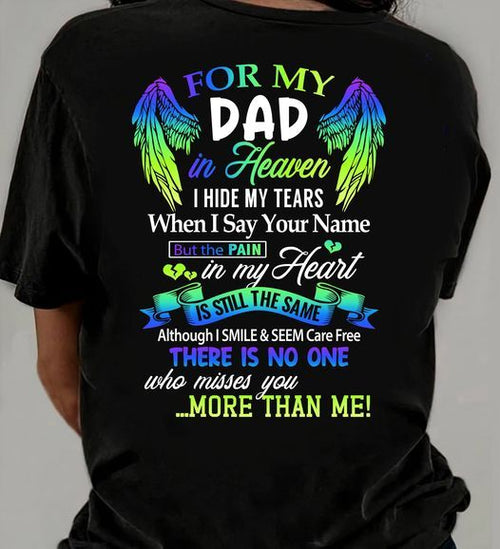 Personalized Memorial T-Shirt for Dad in Heaven - In Loving Memory Shirt, Miss You Dad Gift (SKUDAD) SUN00