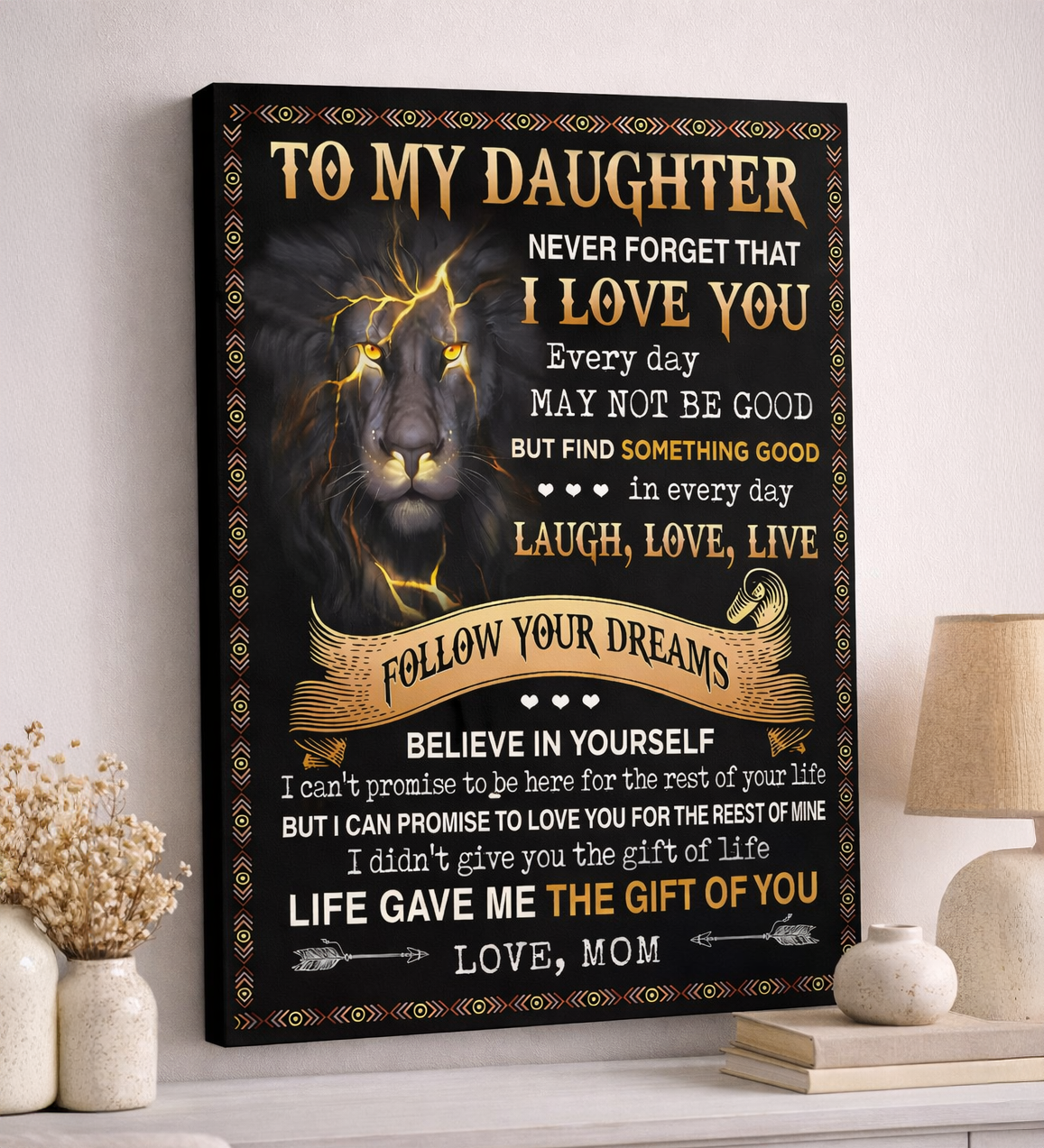 CANVAS FOR DAUGHTER - BEST GIFT FROM MOM - SUN00 (SKU2604-150)
