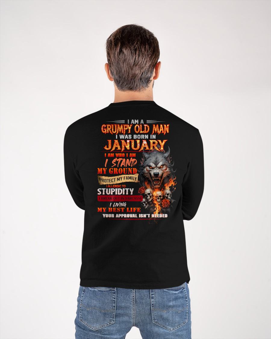 JANUARY - GRUMPY OLD MAN - BIRTHDAY T-SHIRT FOR MEN - sun01 (SKU26T-01132-01)