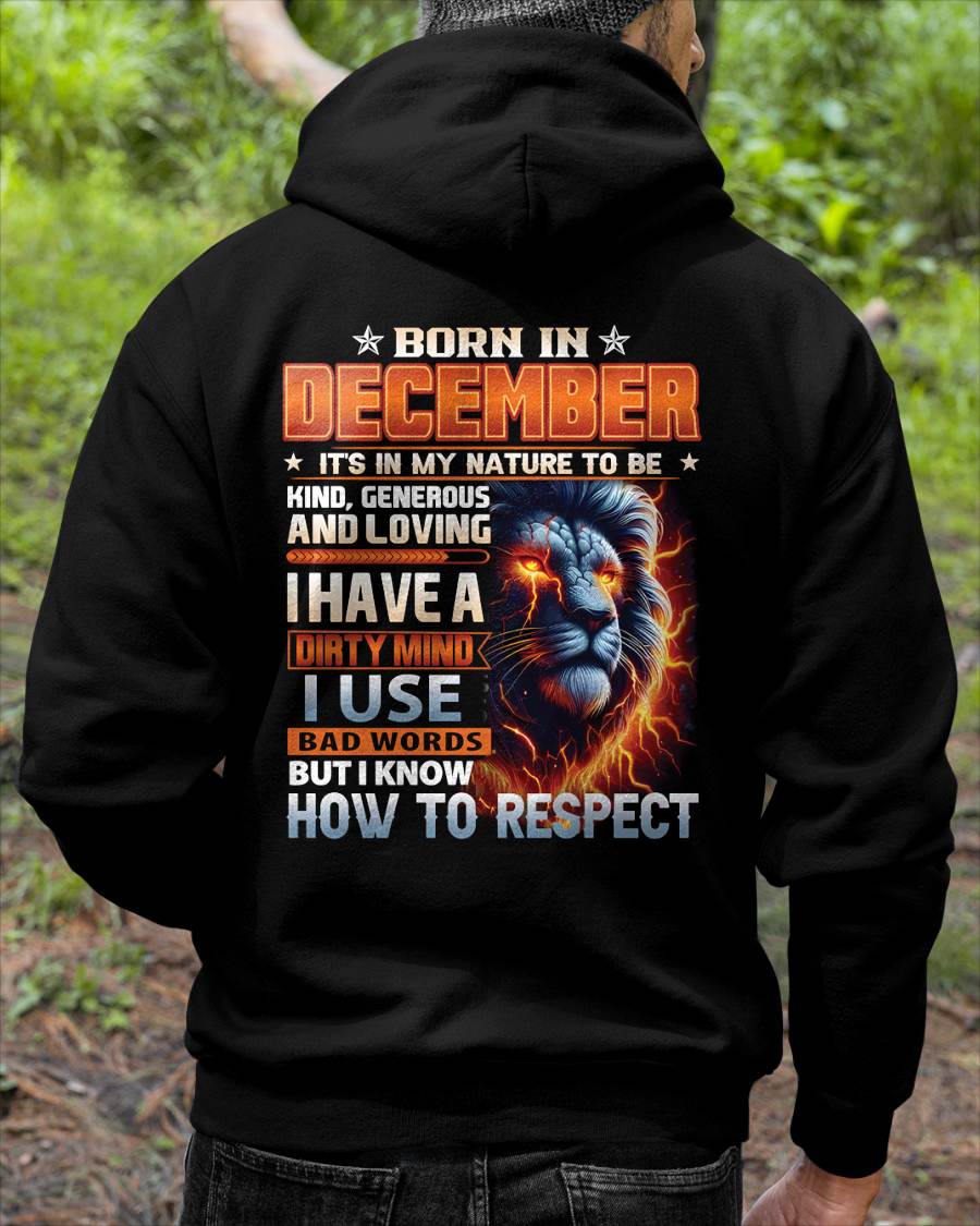 DECEMBER - DIRTY MIND BUT KNOWS RESPECT - BIRTHDAY T-SHIRT FOR MEN - sun12 (SKU08-84-12)