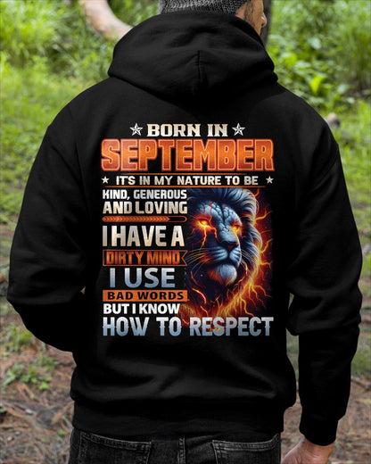 SEPTEMBER - DIRTY MIND BUT KNOWS RESPECT - BIRTHDAY T-SHIRT FOR MEN - sun09 (SKU08-84-09)