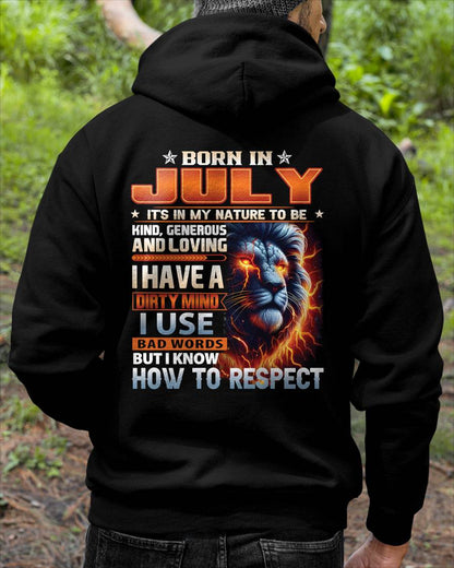 JULY - DIRTY MIND BUT KNOWS RESPECT - BIRTHDAY T-SHIRT FOR MEN - sun07 (SKU08-84-07)