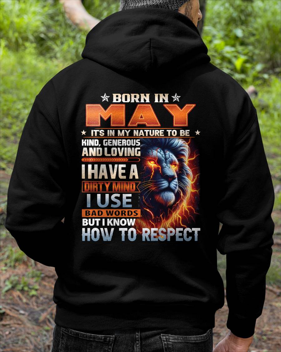 MAY - DIRTY MIND BUT KNOWS RESPECT - BIRTHDAY T-SHIRT FOR MEN - sun05 (SKU08-84-05)