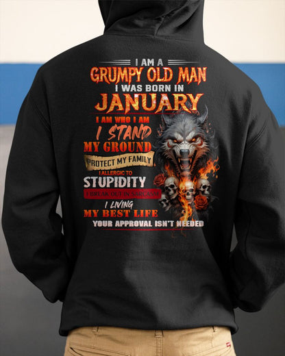 JANUARY - GRUMPY OLD MAN - BIRTHDAY T-SHIRT FOR MEN - sun01 (SKU26T-01132-01)