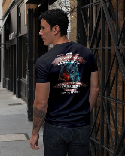 JANUARY - KNOW HOW TO RESPECT - BIRTHDAY T-SHIRT FOR MEN - sun01 (SKU12-162-01)