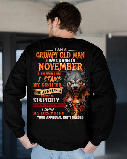 NOVEMBER - GRUMPY OLD MAN - BIRTHDAY T-SHIRT FOR MEN - sun11 (SKU26T-01132-11)