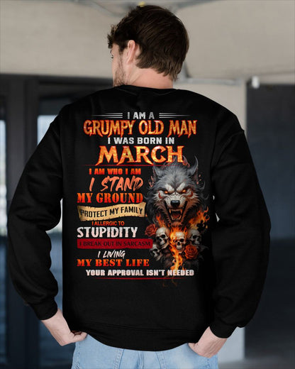 MARCH - GRUMPY OLD MAN - BIRTHDAY T-SHIRT FOR MEN - sun03 (SKU26T-01132-03)