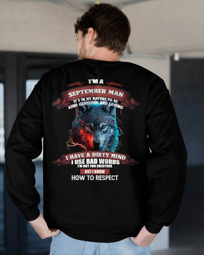 SEPTEMBER - KNOW HOW TO RESPECT - BIRTHDAY T-SHIRT FOR MEN - sun09 (SKU12-162-09)