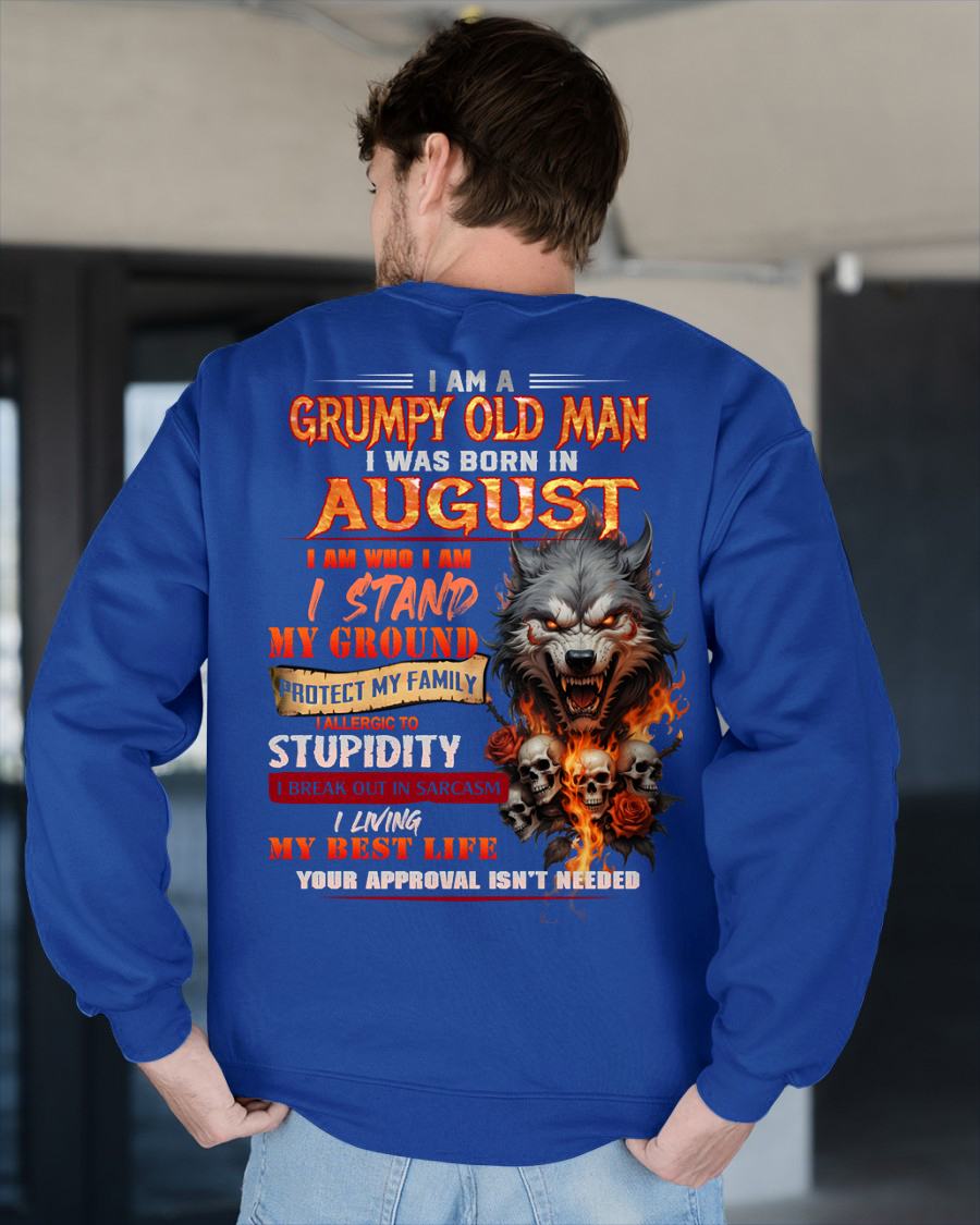 AUGUST - GRUMPY OLD MAN - BIRTHDAY T-SHIRT FOR MEN - sun08 (SKU26T-01132-08)